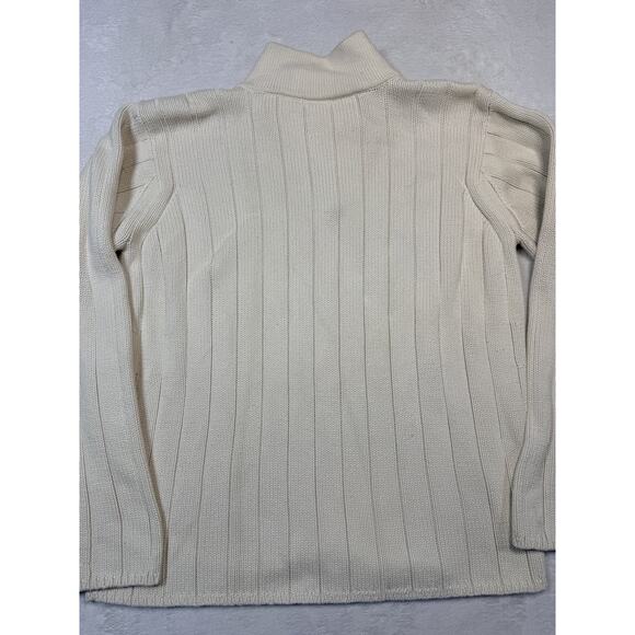Polo Jeans Ralph Lauren Vintage 1/4 Zip Ribbed Knit Sweater Cotton XL Cream - Picture 10 of 12